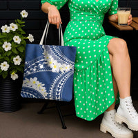 Polynesian Vintage Floral Tote Bag Navy Blue Motifs LT7 - Polynesian Pride