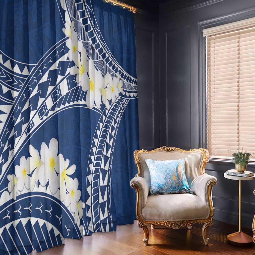 Polynesian Vintage Floral Window Curtain Navy Blue Motifs LT7 - Polynesian Pride