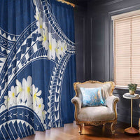 Polynesian Vintage Floral Window Curtain Navy Blue Motifs LT7 - Polynesian Pride