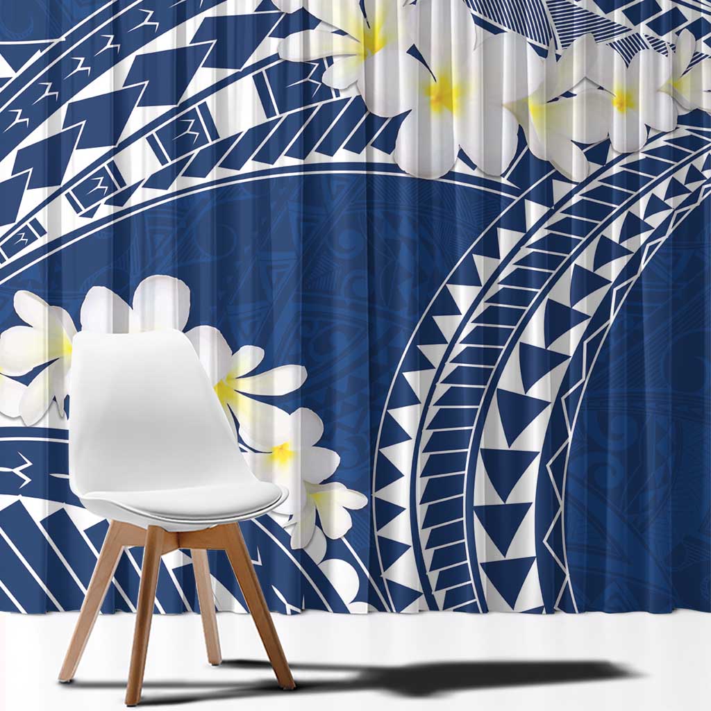 Polynesian Vintage Floral Window Curtain Navy Blue Motifs LT7 - Polynesian Pride