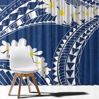 Polynesian Vintage Floral Window Curtain Navy Blue Motifs LT7 - Polynesian Pride