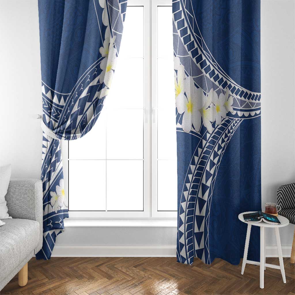 Polynesian Vintage Floral Window Curtain Navy Blue Motifs LT7 - Polynesian Pride