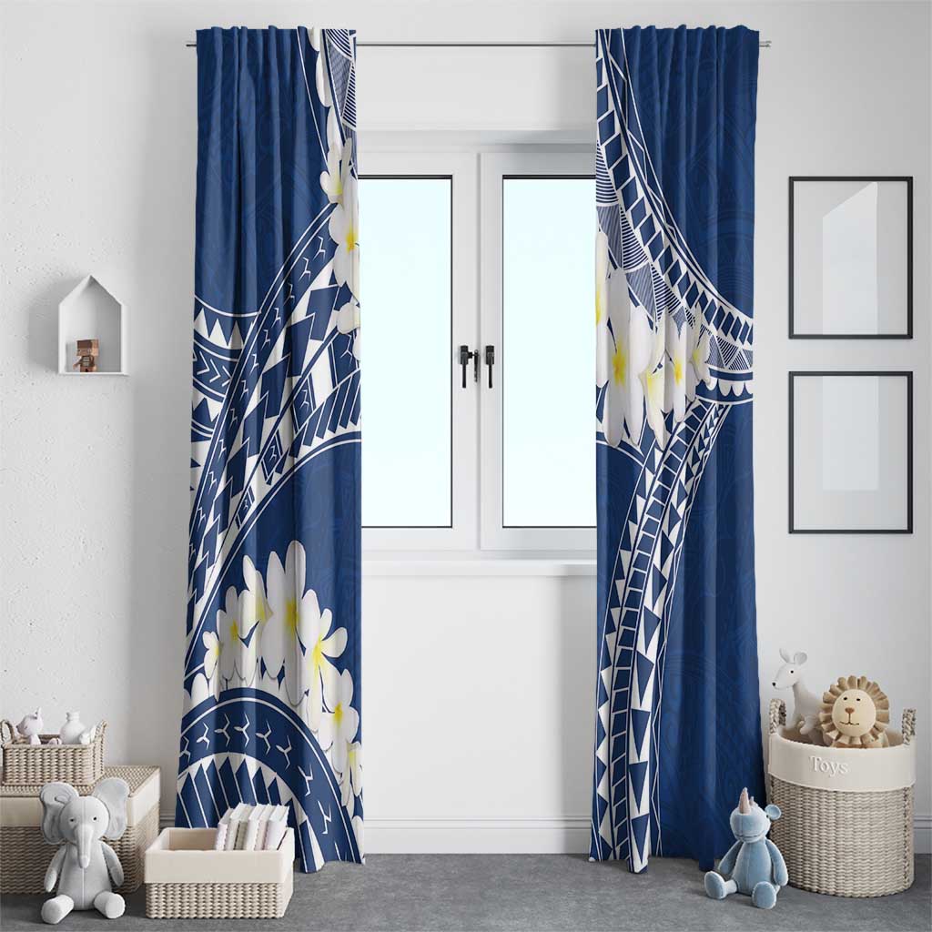 Polynesian Vintage Floral Window Curtain Navy Blue Motifs LT7 - Polynesian Pride