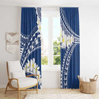 Polynesian Vintage Floral Window Curtain Navy Blue Motifs LT7 - Polynesian Pride
