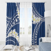 Polynesian Vintage Floral Window Curtain Navy Blue Motifs LT7 - Polynesian Pride