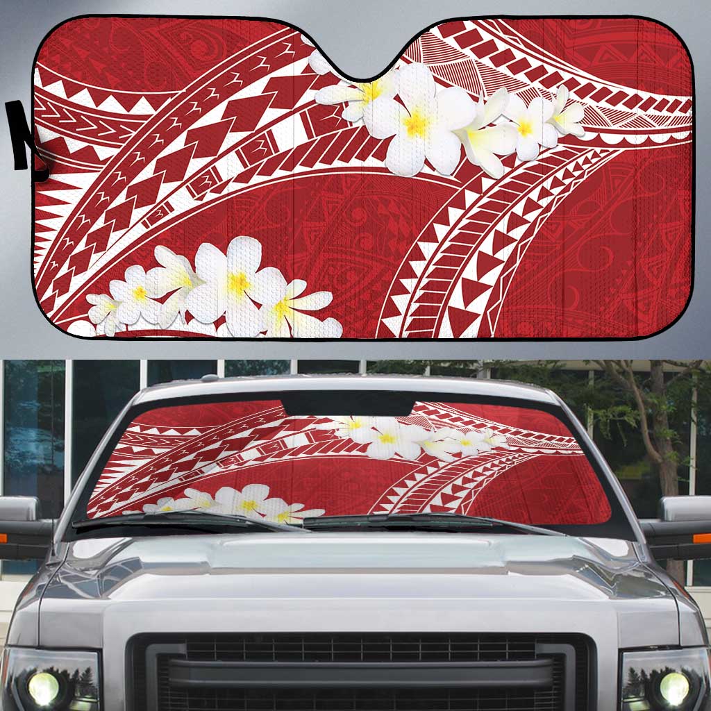 Polynesian Vintage Floral Auto Sun Shade Scarlet Motifs LT7 Scarlet - Polynesian Pride