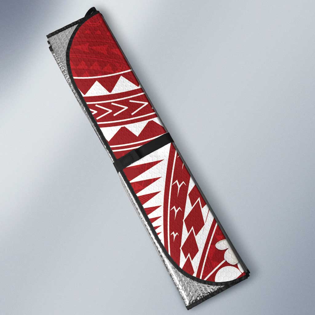 Polynesian Vintage Floral Auto Sun Shade Scarlet Motifs LT7 - Polynesian Pride