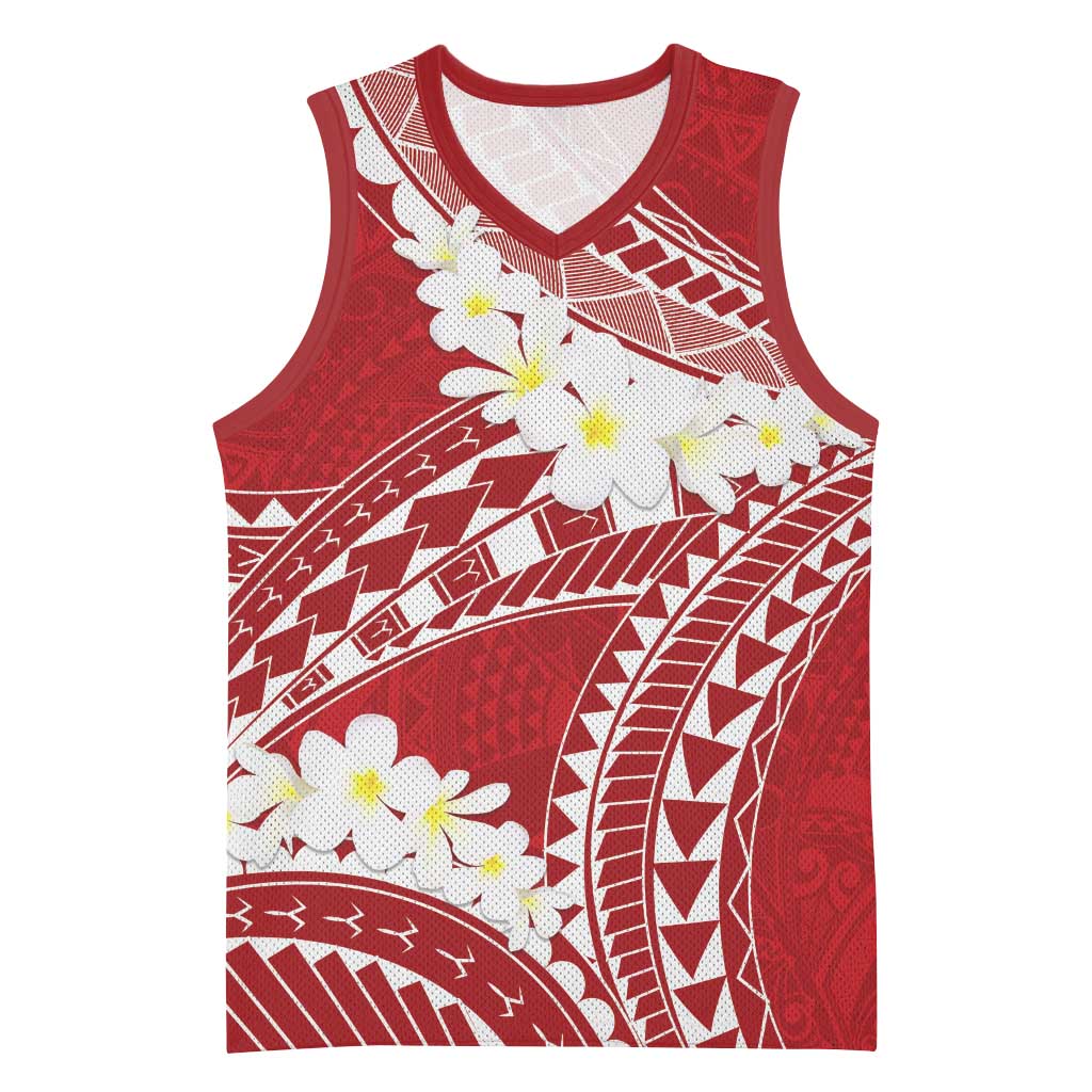 Polynesian Vintage Floral Basketball Jersey Scarlet Motifs LT7 Unisex Scarlet - Polynesian Pride