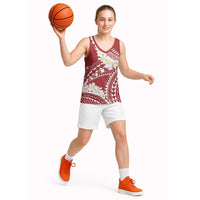 Polynesian Vintage Floral Basketball Jersey Scarlet Motifs LT7 - Polynesian Pride