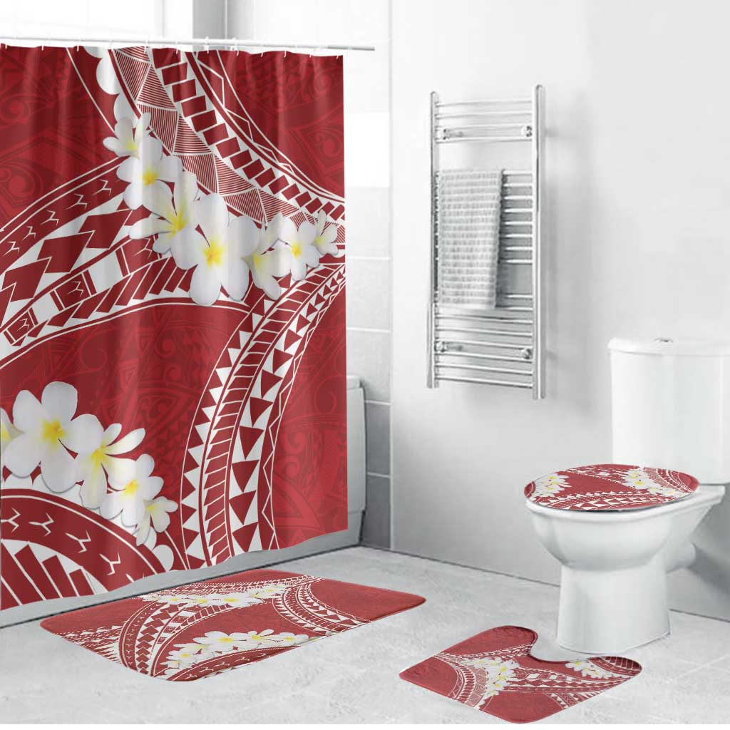 Polynesian Vintage Floral Bathroom Set Scarlet Motifs LT7 Bathroom Set (4 pcs) Scarlet - Polynesian Pride
