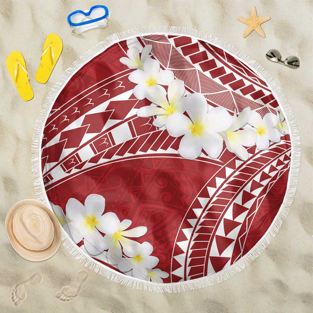Polynesian Vintage Floral Beach Blanket Scarlet Motifs LT7 One Size 150cm Scarlet - Polynesian Pride