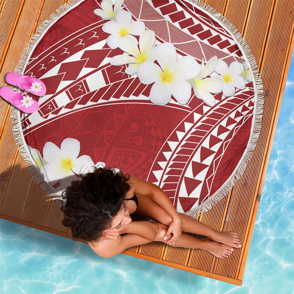 Polynesian Vintage Floral Beach Blanket Scarlet Motifs LT7 - Polynesian Pride