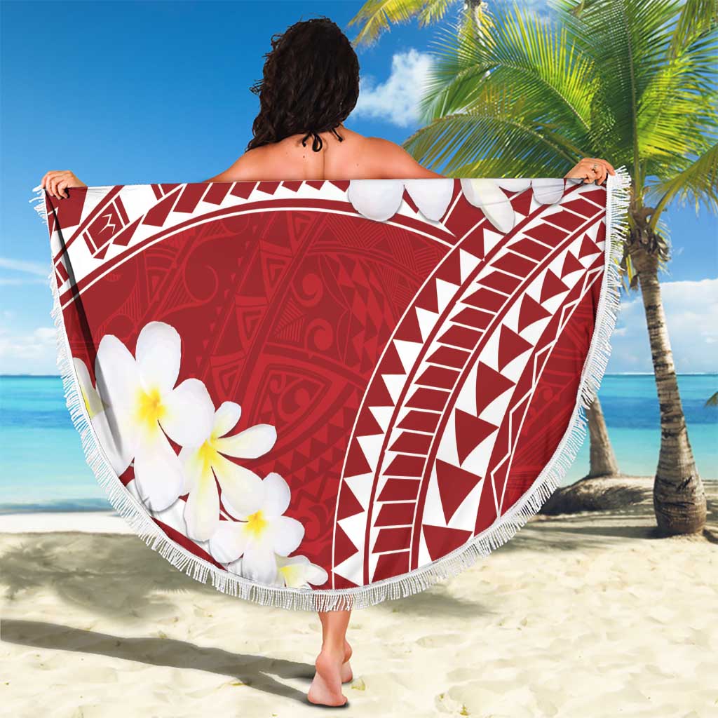 Polynesian Vintage Floral Beach Blanket Scarlet Motifs LT7 - Polynesian Pride