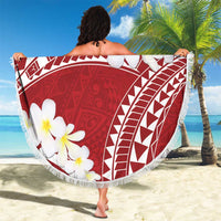 Polynesian Vintage Floral Beach Blanket Scarlet Motifs LT7 - Polynesian Pride