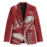 Polynesian Vintage Floral Blazer Scarlet Motifs LT7 Unisex Scarlet - Polynesian Pride