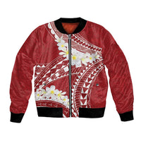Polynesian Vintage Floral Bomber Jacket Scarlet Motifs LT7 Unisex Scarlet - Polynesian Pride