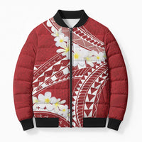 Polynesian Vintage Floral Bomber Puffer Jacket Scarlet Motifs LT7 Unisex Scarlet - Polynesian Pride