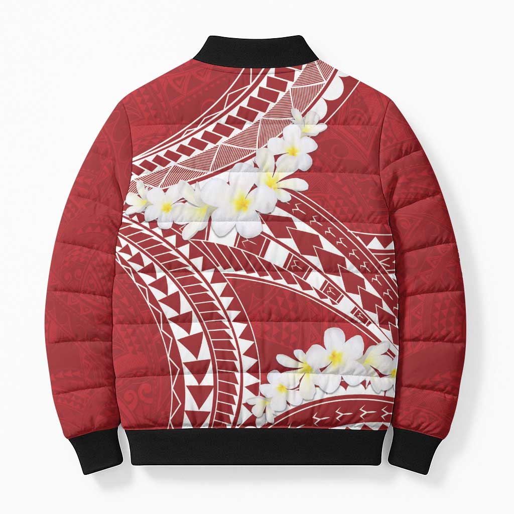 Polynesian Vintage Floral Bomber Puffer Jacket Scarlet Motifs LT7 - Polynesian Pride
