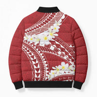 Polynesian Vintage Floral Bomber Puffer Jacket Scarlet Motifs LT7 - Polynesian Pride