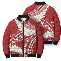 Polynesian Vintage Floral Bomber Puffer Jacket Scarlet Motifs LT7 - Polynesian Pride