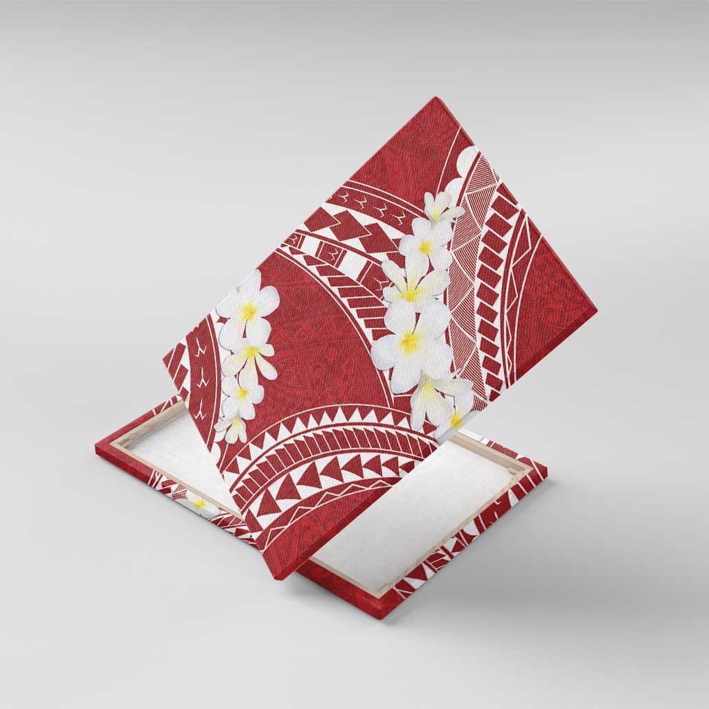 Polynesian Vintage Floral Canvas Wall Art Scarlet Motifs LT7 With Frame Scarlet - Polynesian Pride