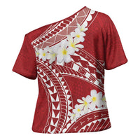 Polynesian Vintage Floral Cross Shoulder Shirt Scarlet Motifs LT7 - Polynesian Pride