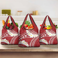 Polynesian Vintage Floral Grocery Bag Scarlet Motifs LT7 3-pack One Size Scarlet - Polynesian Pride