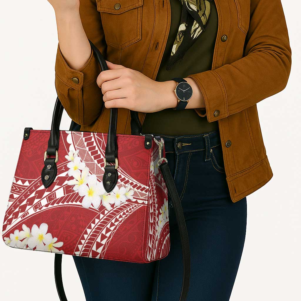 Polynesian Vintage Floral Leather Bag Scarlet Motifs LT7 - Polynesian Pride