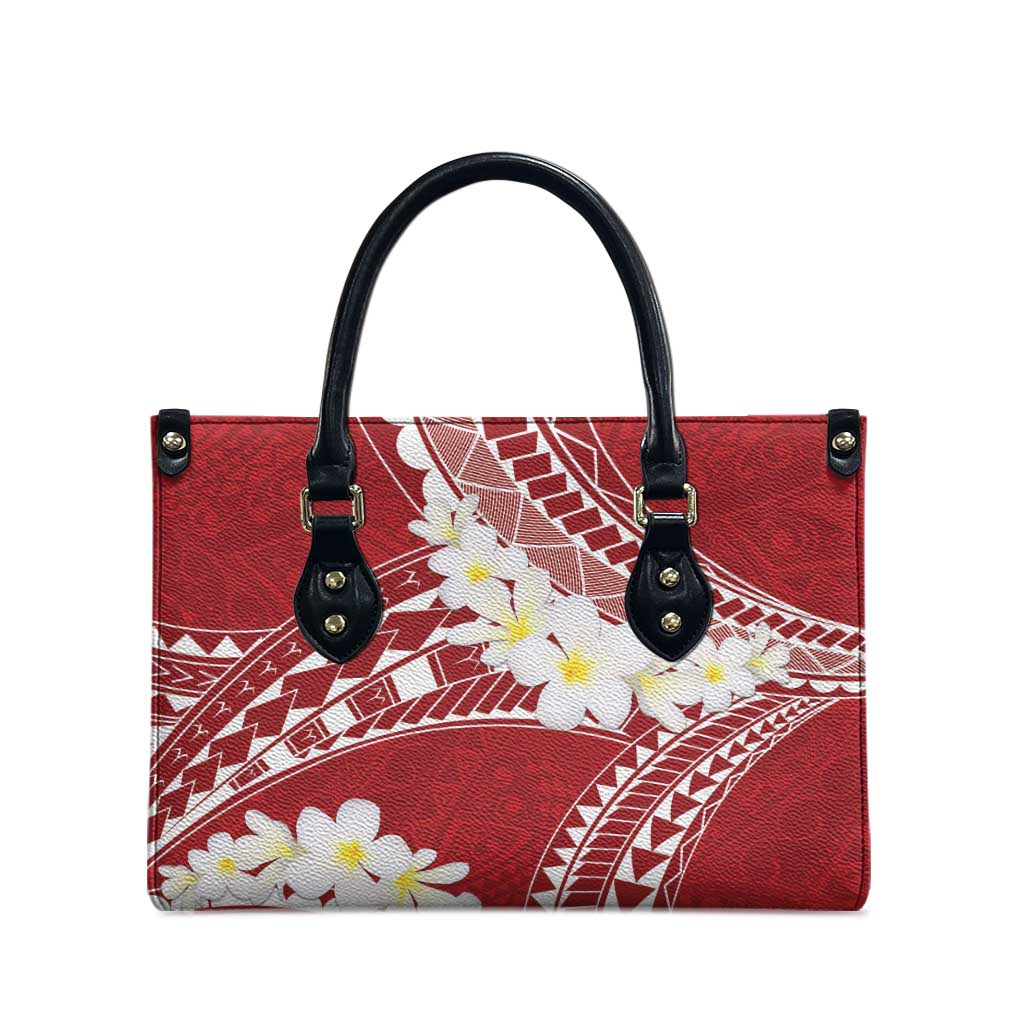 Polynesian Vintage Floral Leather Bag Scarlet Motifs LT7 - Polynesian Pride