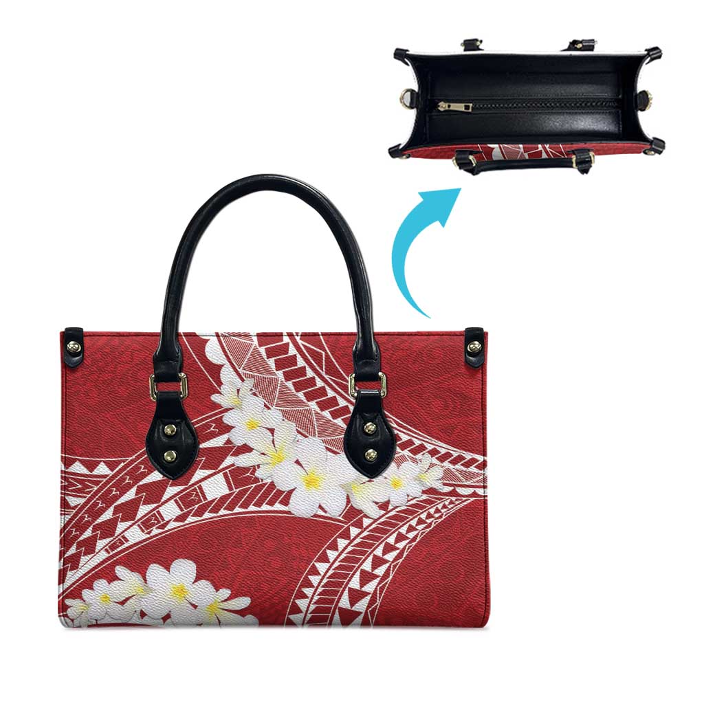 Polynesian Vintage Floral Leather Bag Scarlet Motifs LT7 - Polynesian Pride