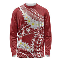 Polynesian Vintage Floral Long Sleeve Shirt Scarlet Motifs LT7 Unisex Scarlet - Polynesian Pride