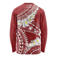 Polynesian Vintage Floral Long Sleeve Shirt Scarlet Motifs LT7 - Polynesian Pride