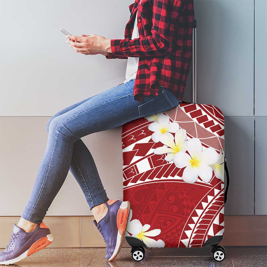 Polynesian Vintage Floral Luggage Cover Scarlet Motifs LT7 - Polynesian Pride