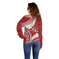 Polynesian Vintage Floral Off Shoulder Sweater Scarlet Motifs LT7 - Polynesian Pride