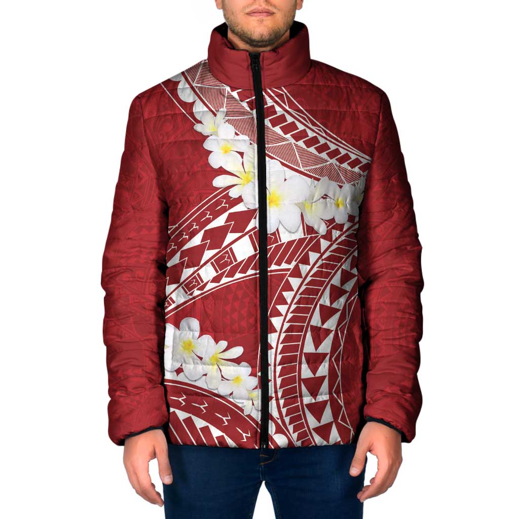 Polynesian Vintage Floral Padded Jacket Scarlet Motifs LT7 Men Scarlet - Polynesian Pride