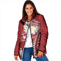 Polynesian Vintage Floral Padded Jacket Scarlet Motifs LT7 Women Scarlet - Polynesian Pride