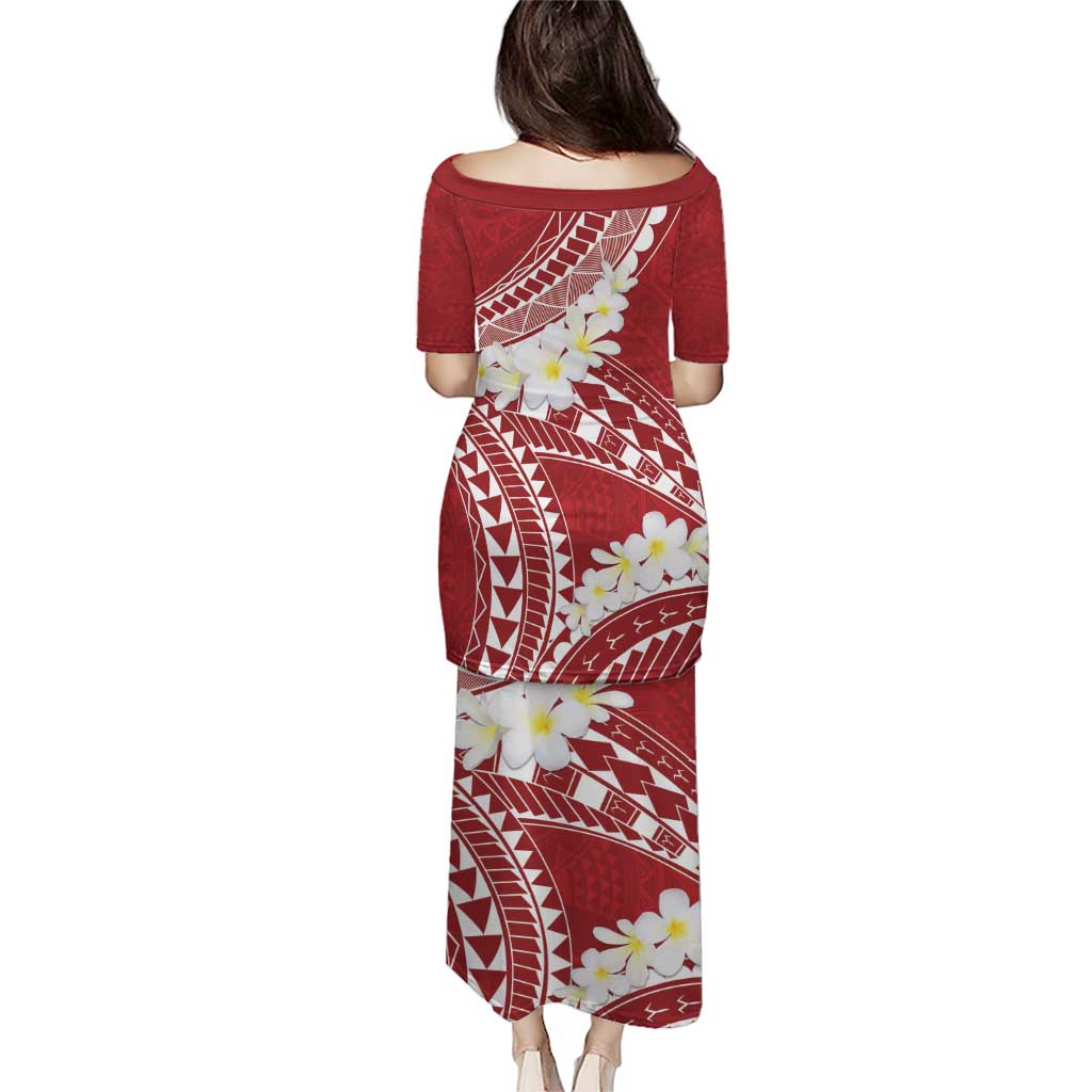 Polynesian Vintage Floral Puletasi Scarlet Motifs LT7 - Polynesian Pride