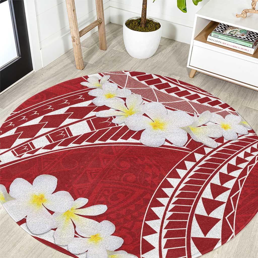 Polynesian Vintage Floral Round Carpet Scarlet Motifs LT7 Scarlet - Polynesian Pride