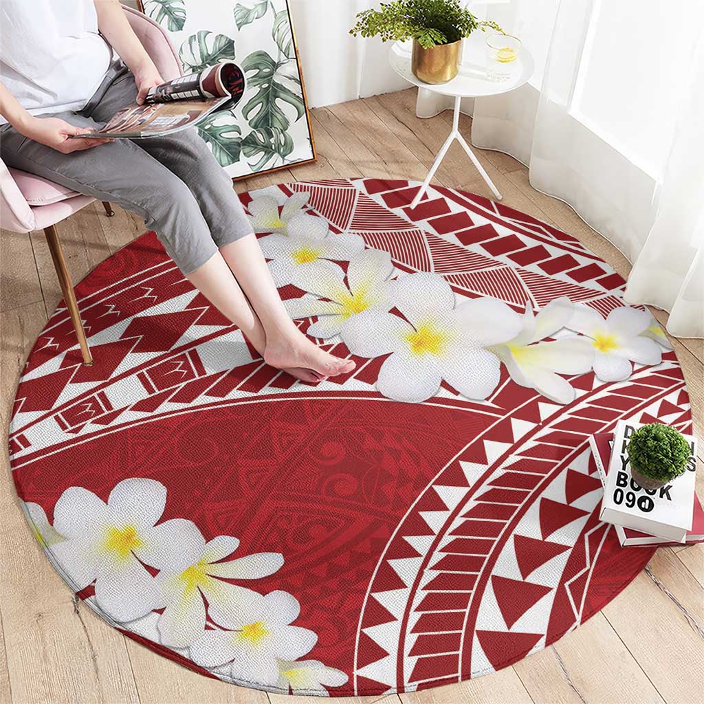 Polynesian Vintage Floral Round Carpet Scarlet Motifs LT7 - Polynesian Pride