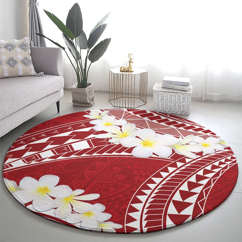 Polynesian Vintage Floral Round Carpet Scarlet Motifs LT7 - Polynesian Pride