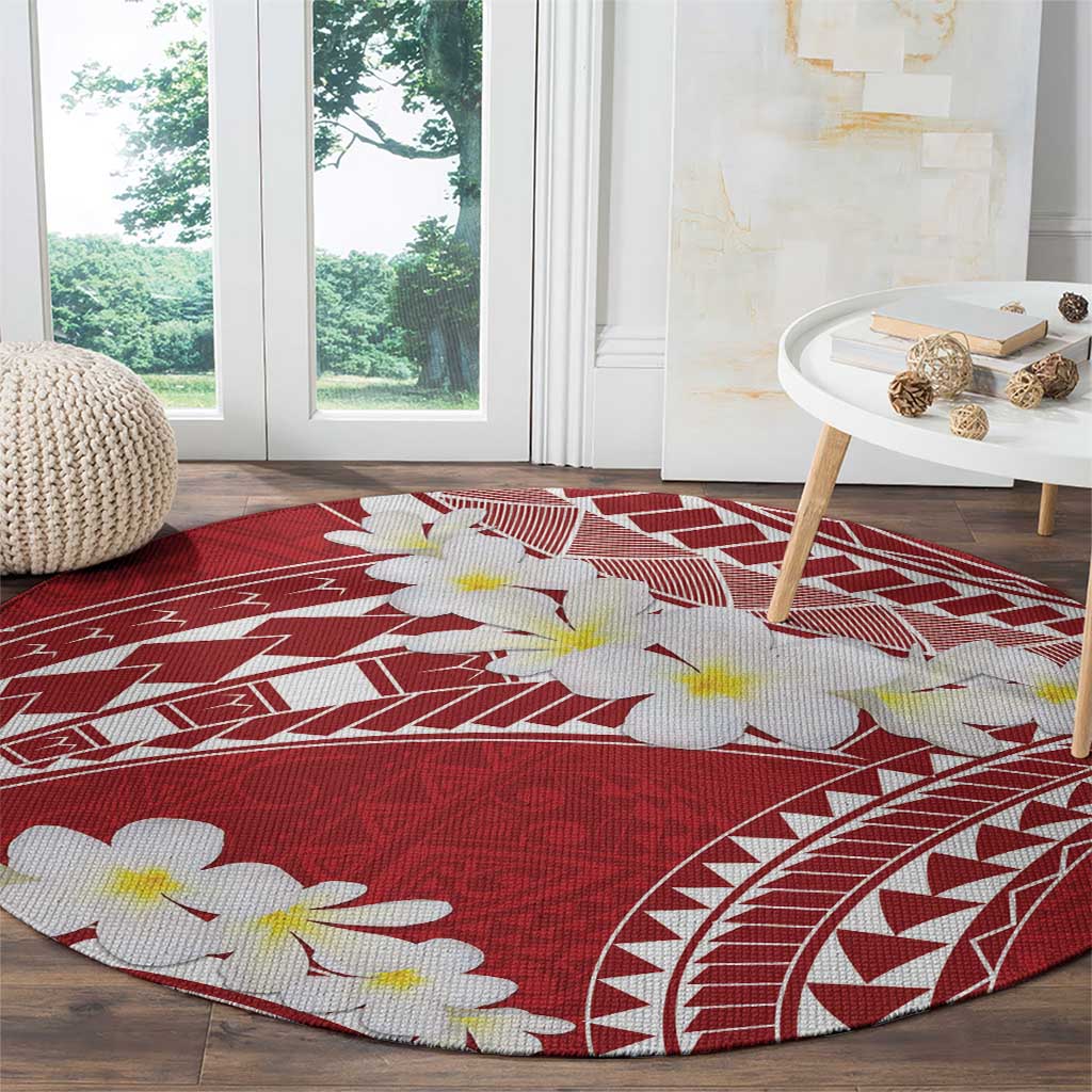 Polynesian Vintage Floral Round Carpet Scarlet Motifs LT7 - Polynesian Pride