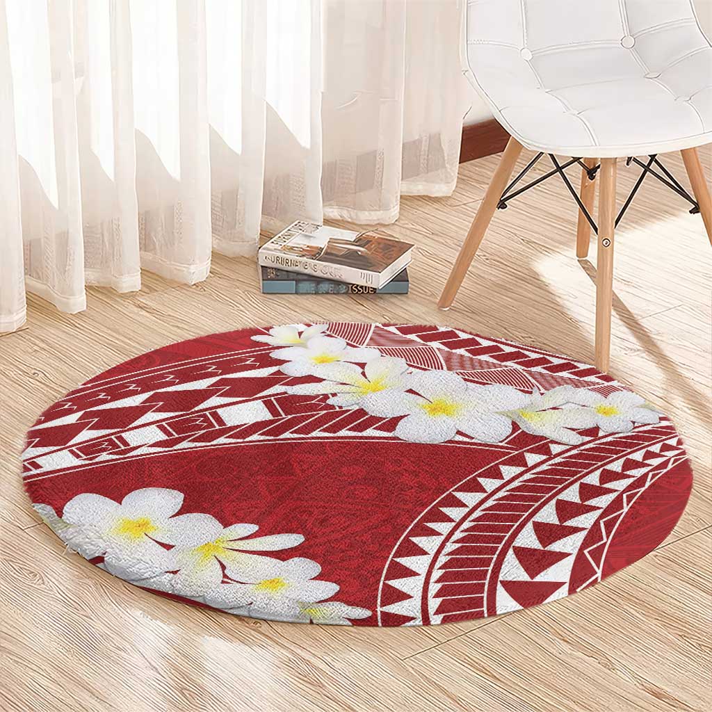 Polynesian Vintage Floral Round Carpet Scarlet Motifs LT7 - Polynesian Pride