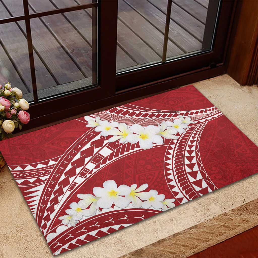 Polynesian Vintage Floral Rubber Doormat Scarlet Motifs LT7 - Polynesian Pride