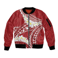 Polynesian Vintage Floral Sleeve Zip Bomber Jacket Scarlet Motifs LT7 Unisex Scarlet - Polynesian Pride