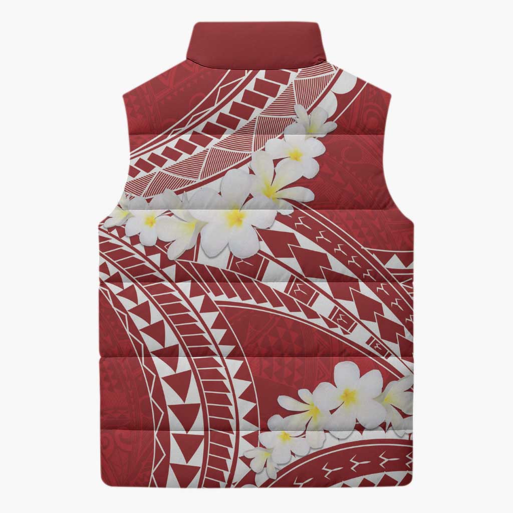 Polynesian Vintage Floral Sleeveless Puffer Jacket Scarlet Motifs LT7 - Polynesian Pride