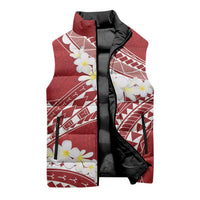 Polynesian Vintage Floral Sleeveless Puffer Jacket Scarlet Motifs LT7 - Polynesian Pride