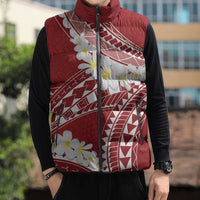 Polynesian Vintage Floral Sleeveless Puffer Jacket Scarlet Motifs LT7 - Polynesian Pride