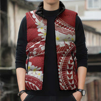 Polynesian Vintage Floral Sleeveless Puffer Jacket Scarlet Motifs LT7 - Polynesian Pride