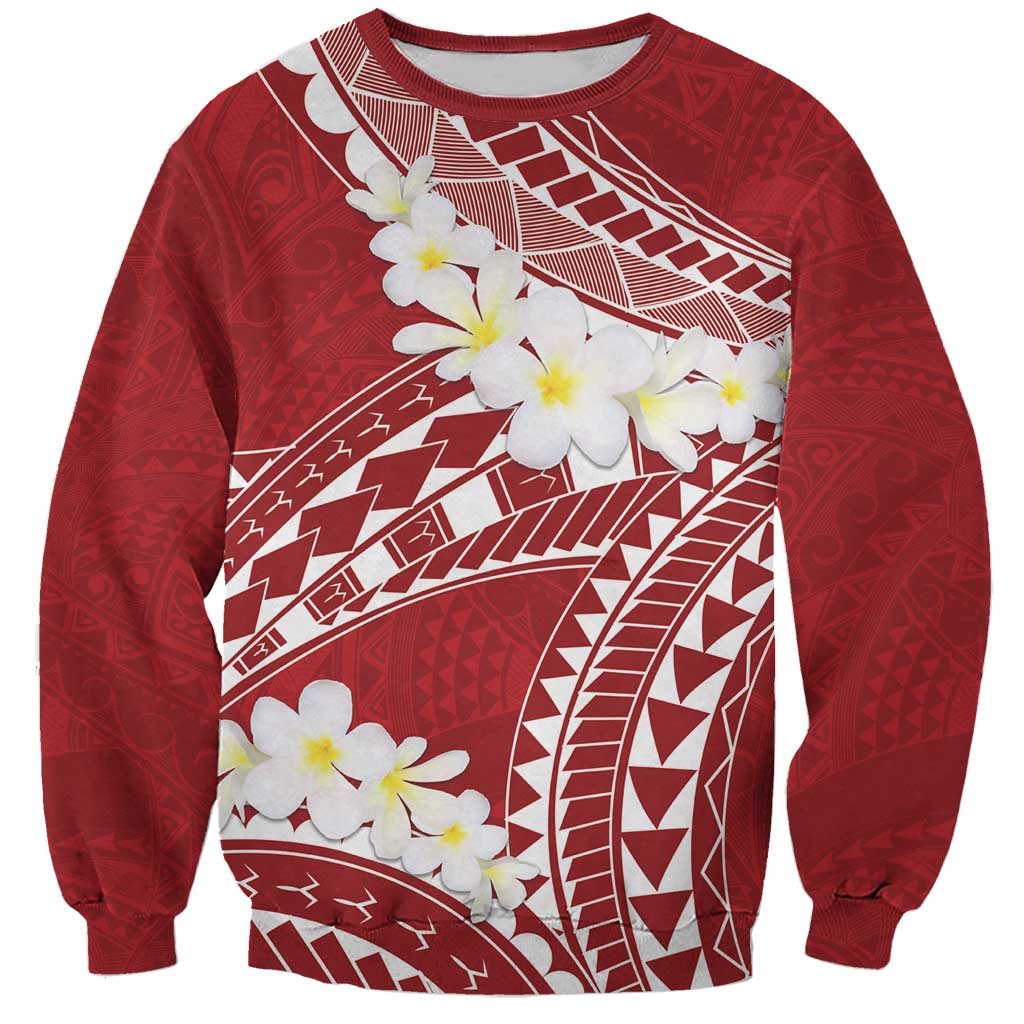 Polynesian Vintage Floral Sweatshirt Scarlet Motifs LT7 Unisex Scarlet - Polynesian Pride