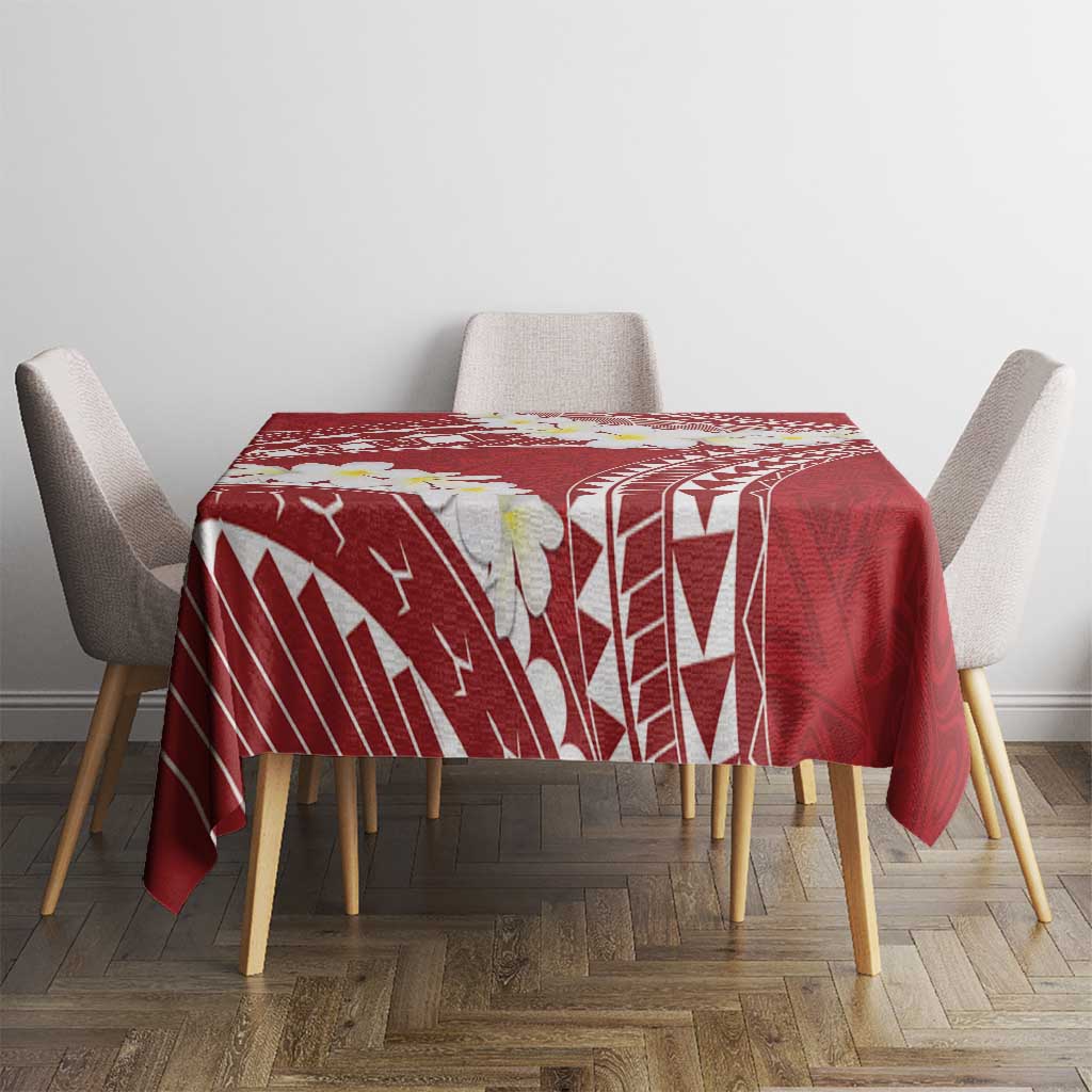 Polynesian Vintage Floral Tablecloth Scarlet Motifs LT7 - Polynesian Pride